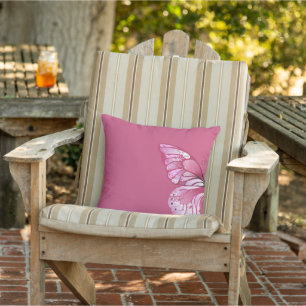 Coussin papillon rose