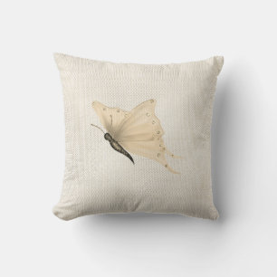 Coussin Papillon Sepia Blanc Chaud Neutre Cottage