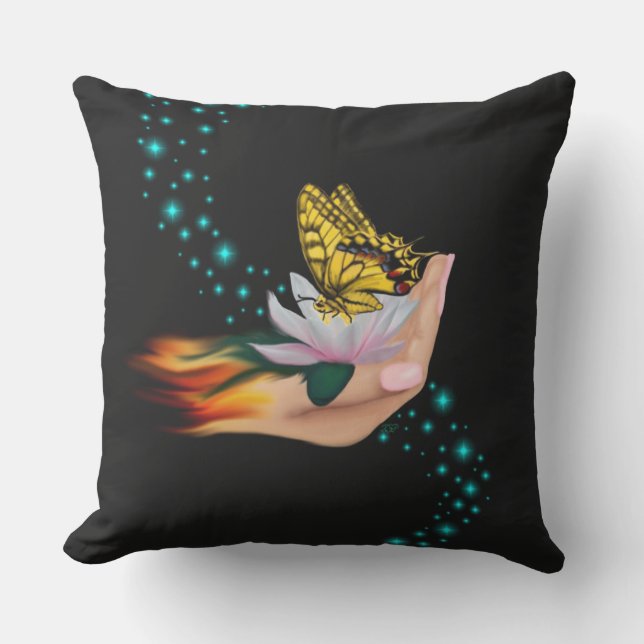 Coussin Papillon sur Lotus Bloom (Recto)