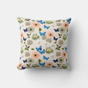 Coussin Papillons à fleurs printanières Conception 296 Pêc