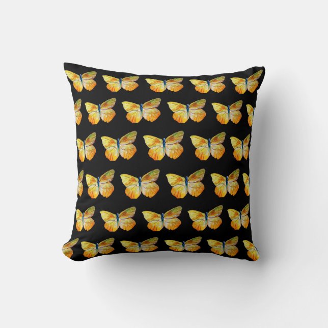 Coussin  Papillons Aquarelle dessin Cushion (Recto)