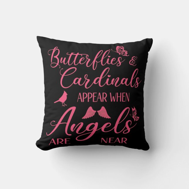 Coussin Papillons & Cardinaux Apparaissent Quand Angel Est (Recto)