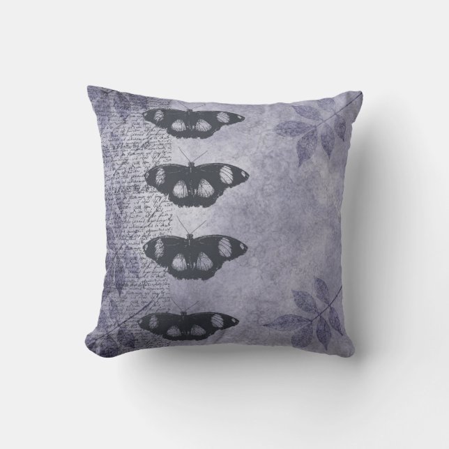 Coussin Papillons élégants inspirés pourpres (Recto)