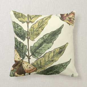 Coussin Papillons et feuille avec le cadre noir