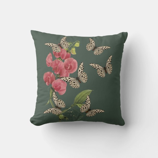 Coussin Papillons Et Fleur De Pois Doux (Recto)