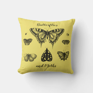 Coussin Papillons et Moths Impression Vintage