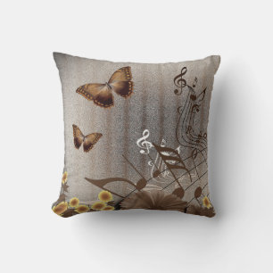 Coussin Papillons et notes musicales
