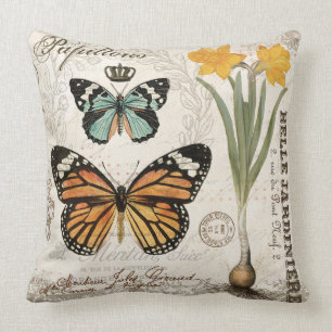 Coussin Papillons français vintages modernes
