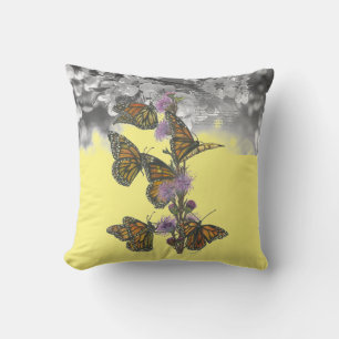 Coussin Papillons Monarques Peints À La Main