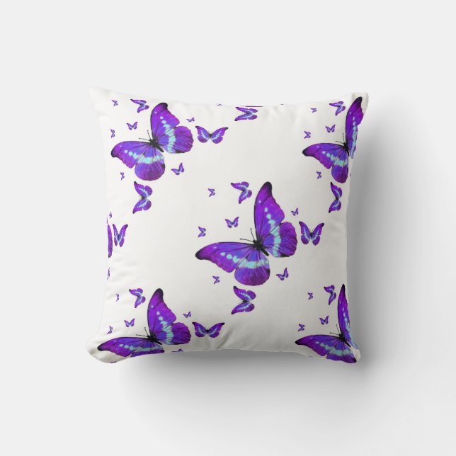 COUSSIN PAPILLONS POURPRES SUR L'ART BLANC (Recto)