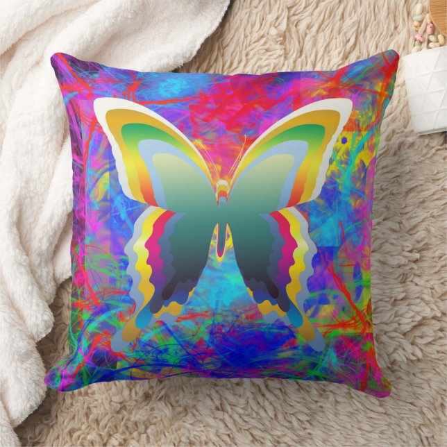 Coussin Papillons psychédéliques Lancer l'oreiller (Couverture)