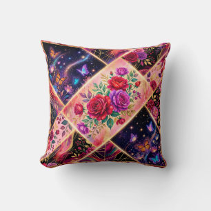 Coussin Papillons, rêves floraux et élégance dorée
