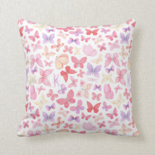 Coussin Papillons rose violet jaune