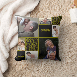 Coussin Papy Collage de Photos Personnalisé