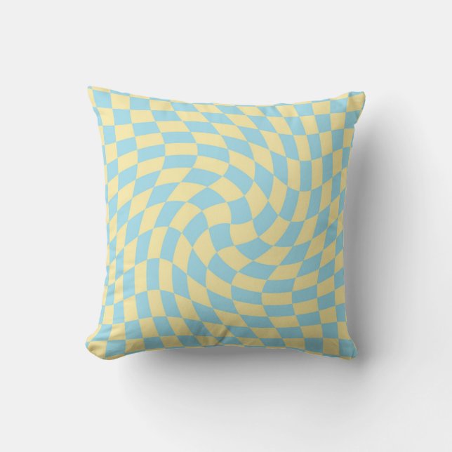 Coussin Pâque bleu rétro Pastel Warboard (Recto)