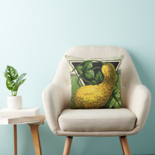 Coussin Paquet de semences vintage Étiquette Art Jaune Eté