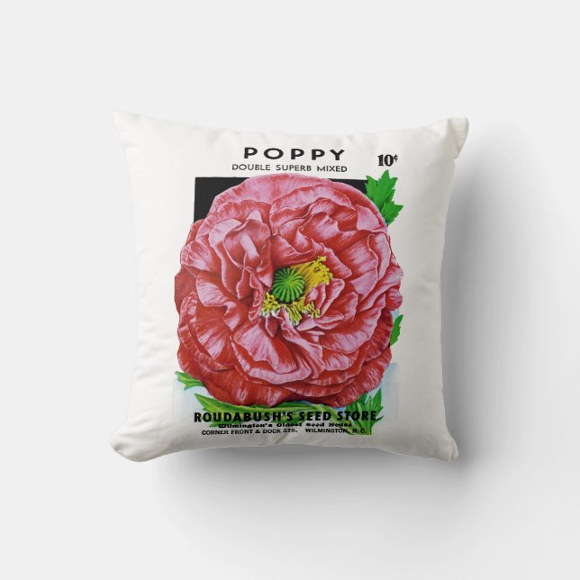 Coussin Paquet de semences Vintage Poppy (Recto)
