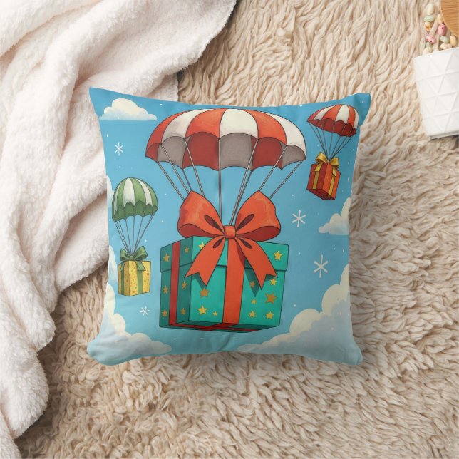 Coussin Parachutes qui délivrent des cadeaux de Noël (Couverture)
