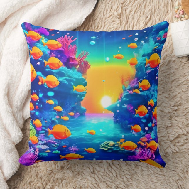 Coussin Paradis sous-marin vibrant découvert (Couverture)