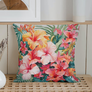 Coussin Paradis Tropical à l'aquarelle