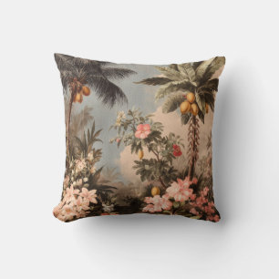 Coussin Paradis tropical vintage avec palmiers