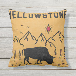 Coussin Parc national Vintage de Yellowstone Bison Wyoming