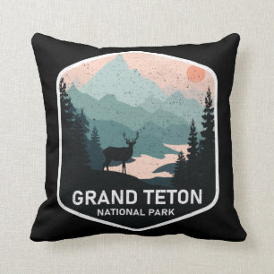 Coussin Parc national vintage Grand Teton Deer Mountains