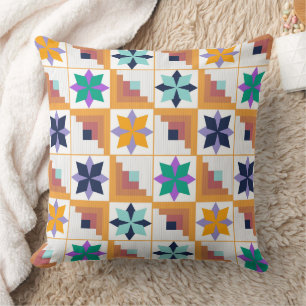 Coussin Parchemin multicolore motif géométrique