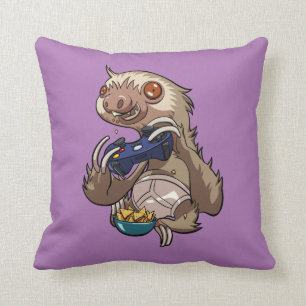 Coussin Paresse de Gamer mangeant des Nachos dans la bande