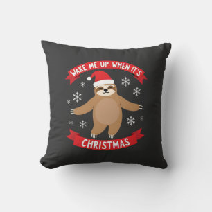Coussin Paresseux drôle réveille-moi quand c'est Noël Xmas