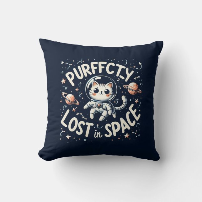 Coussin Parfaitement perdu dans l'espace Cute Cat Astronau (Recto)