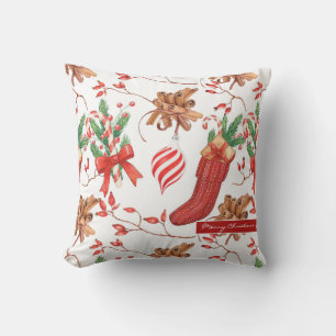 Coussin Parfums de Noël cannelle et Motif de menthe poivré