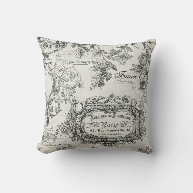 Coussin Paris France florale (Recto)