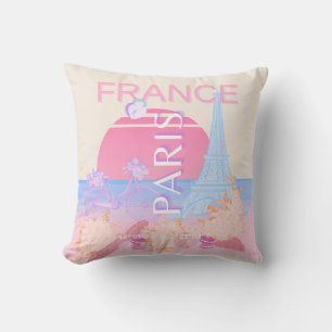 Coussin Paris, France, Travel Art, Preppy, Pastel