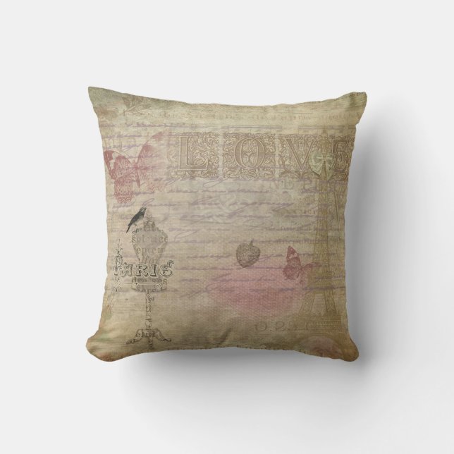 Coussin Paris France Vintage Glam Retro Mode (Recto)