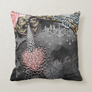 Coussin Paris Paillettes Glamour Étincelle France Féminin