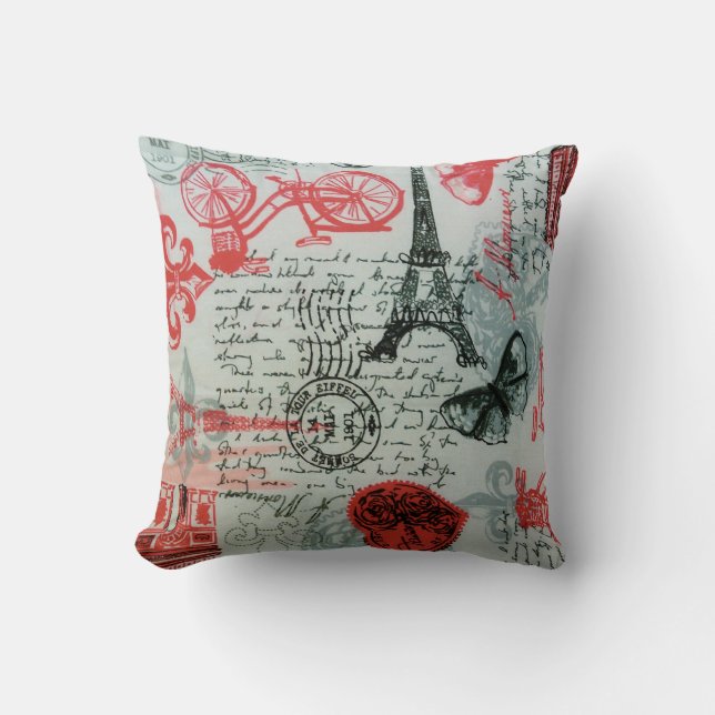Coussin "Paris Style" Jeu d'oreiller 16" x 16" (Recto)