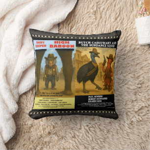 Coussin Parodie d'affiche de film animalier western
