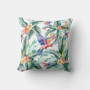 Coussin Parrots Oiseaux Plante tropicaux