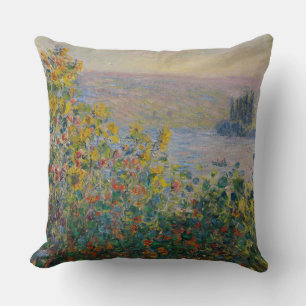 Coussin Parterres de fleurs à Vétheuil, paysage impression