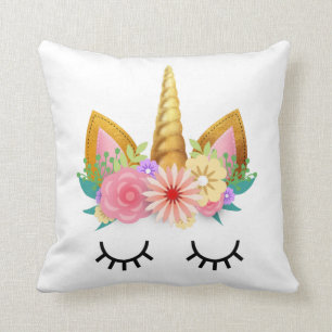 Coussin Partie florale de licorne d'or