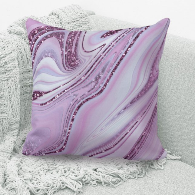 Coussin Parties scintillant Abstraite Strata Lilac ID903 (Créateur téléchargé)
