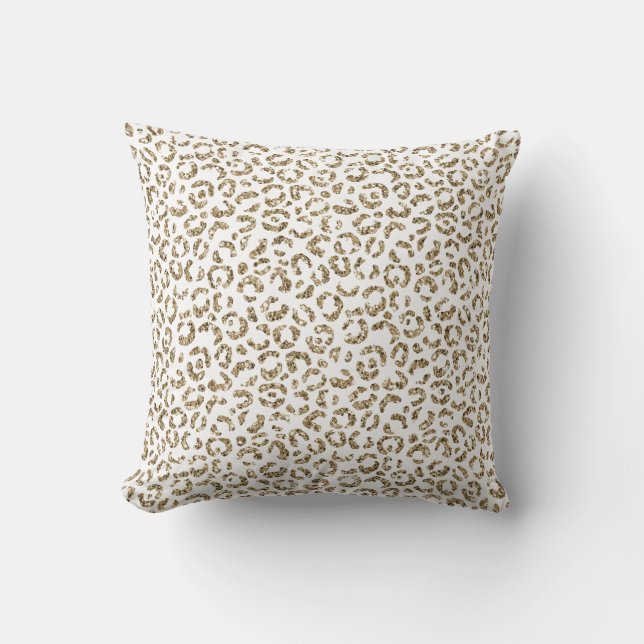 Coussin Parties scintillant Antique Gold Empreinte de léop (Recto)