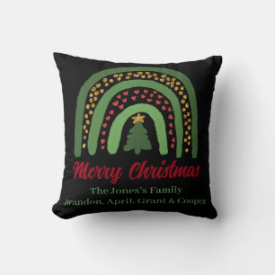 Coussin Parties scintillant arc-en-ciel rouge or vert
