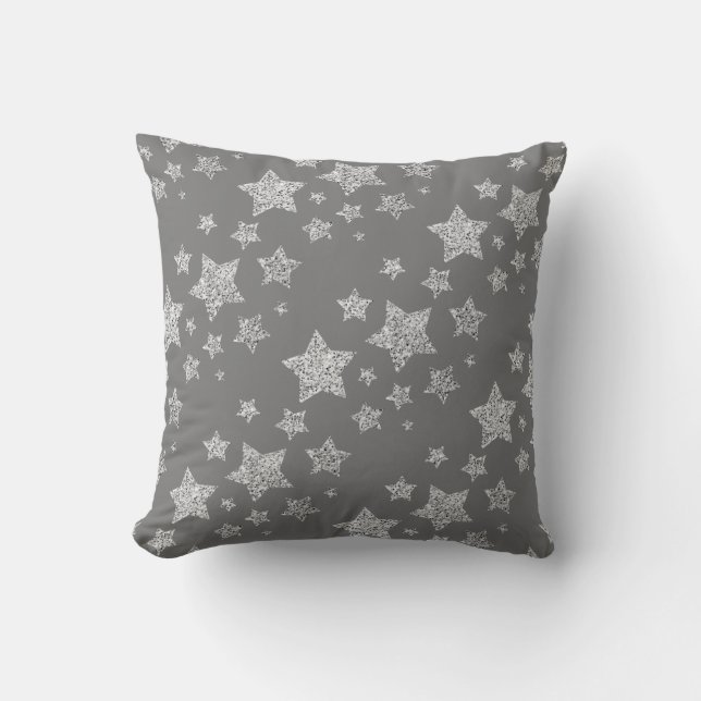 Coussin Parties scintillant argent scintille Étoiles motif (Recto)