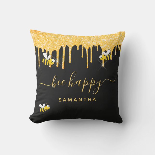 Coussin Parties scintillant bumble abeilles être heureux n (Recto)