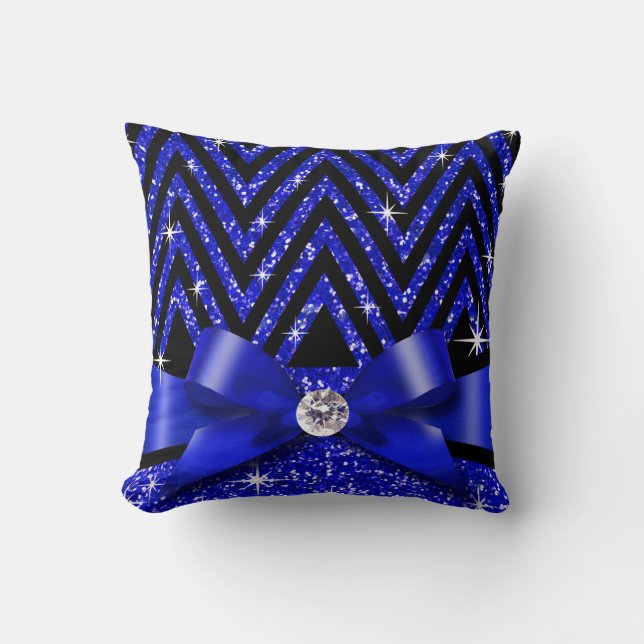 Coussin Parties scintillant Chevron Bling Diamond Bow| sap (Recto)