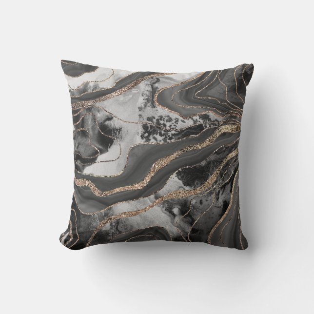Coussin Parties scintillant d'agate de marbre liquide Glam (Recto)
