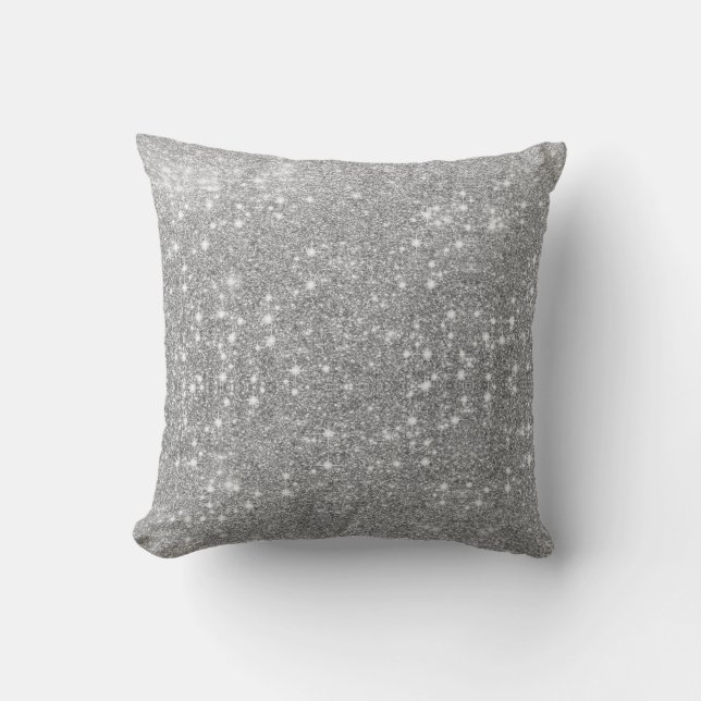 Coussin Parties scintillant d'argent étincelant métal look (Recto)