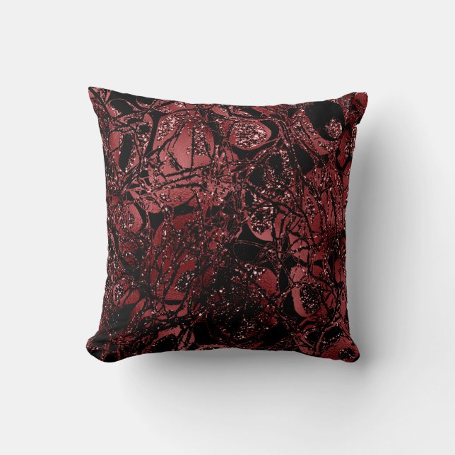 Coussin Parties scintillant de la nature Abstraite Maroon  (Recto)